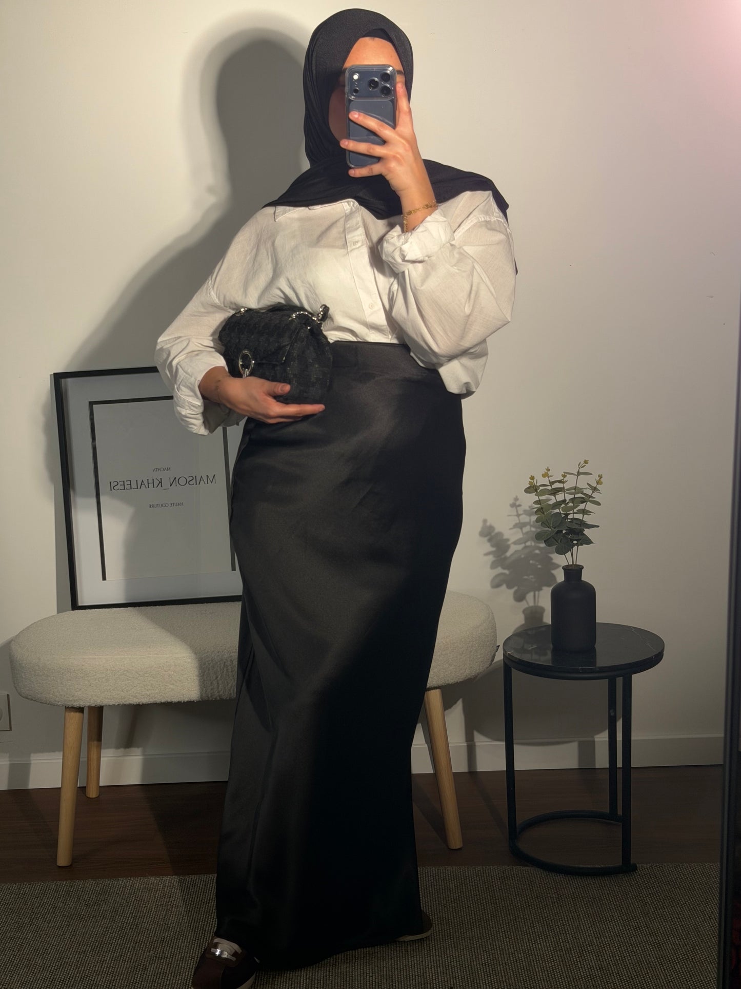 Longue jupe en satin